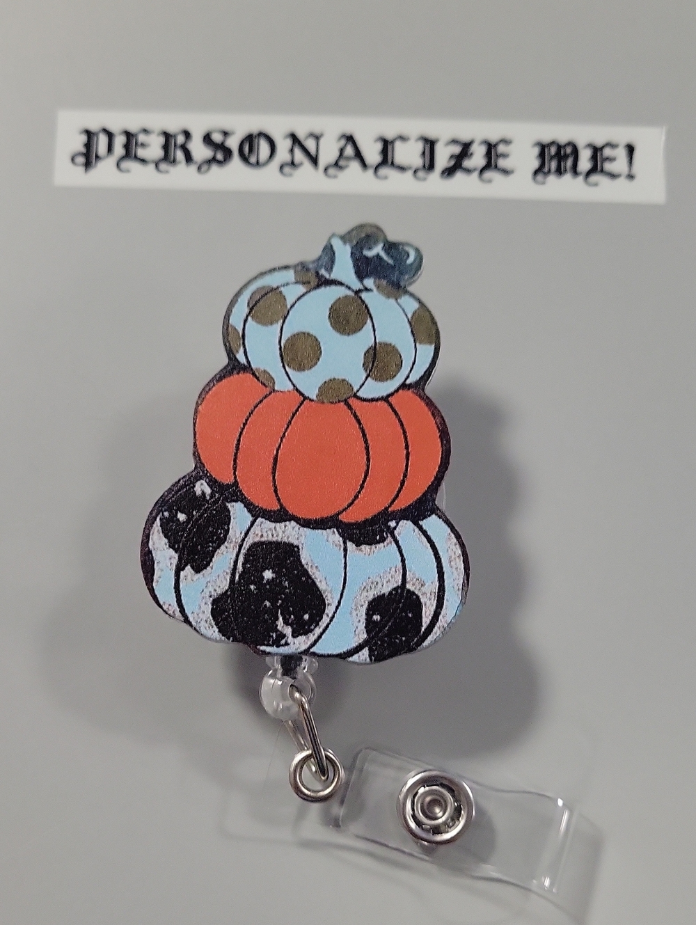 Customizable Pumpkin Stack Badge Reel